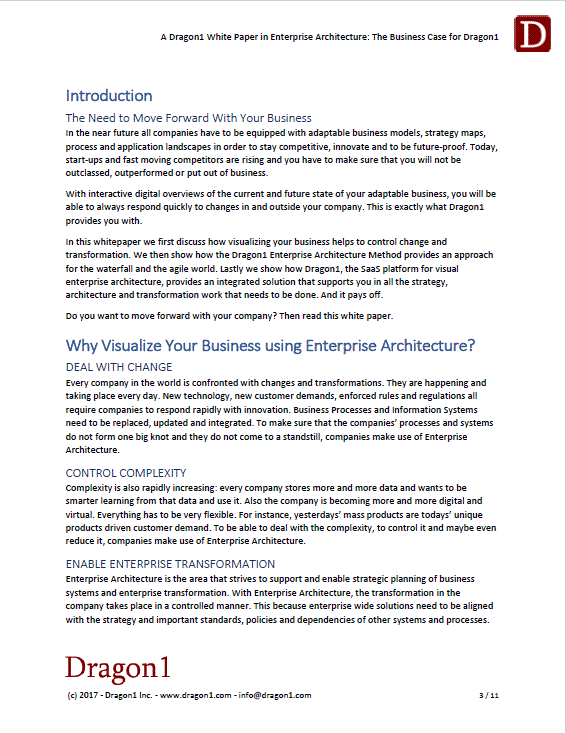White Paper: Business Case for Dragon1 EA