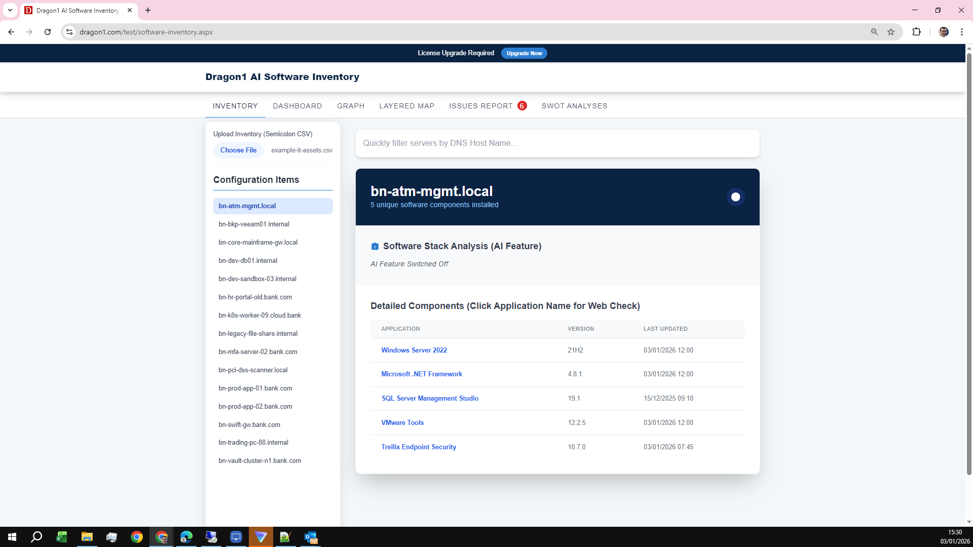 it assets inventory component analysis
