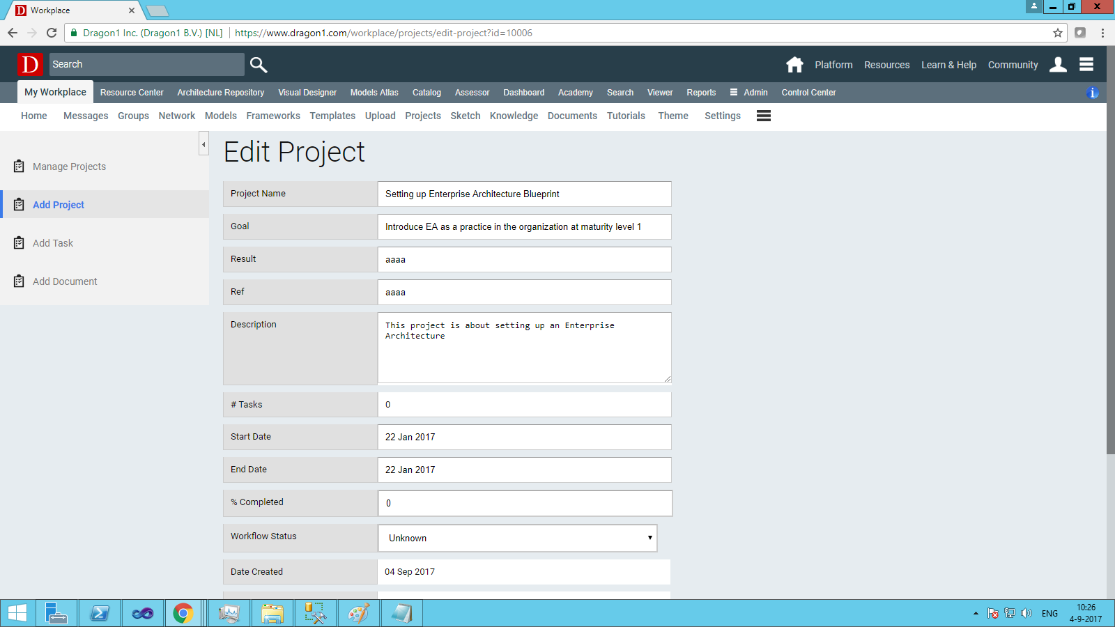 Screenshot Project Edit Form Screenshot Project Edit Form