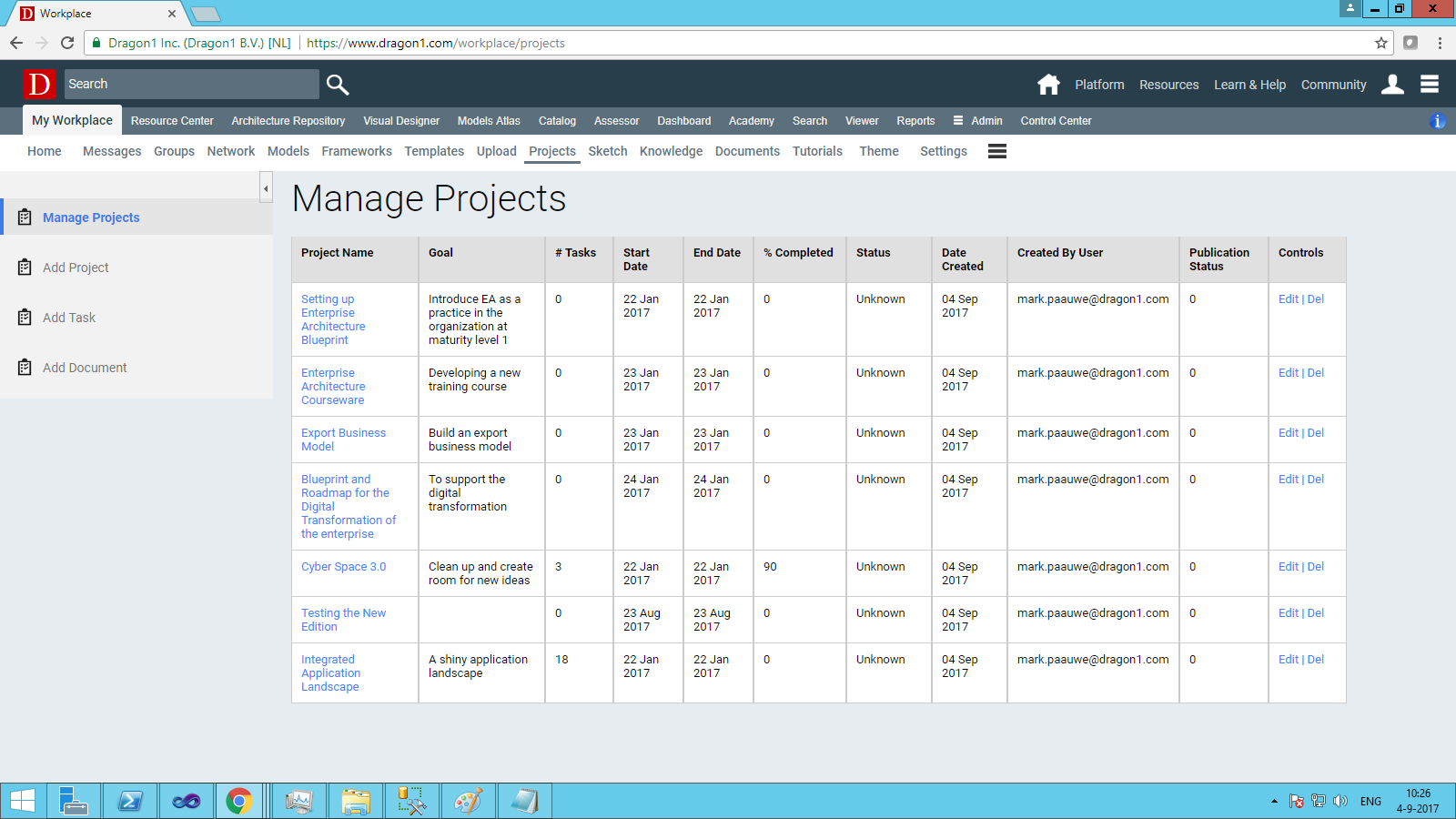 Screenshot Projects List Screenshot Projects List