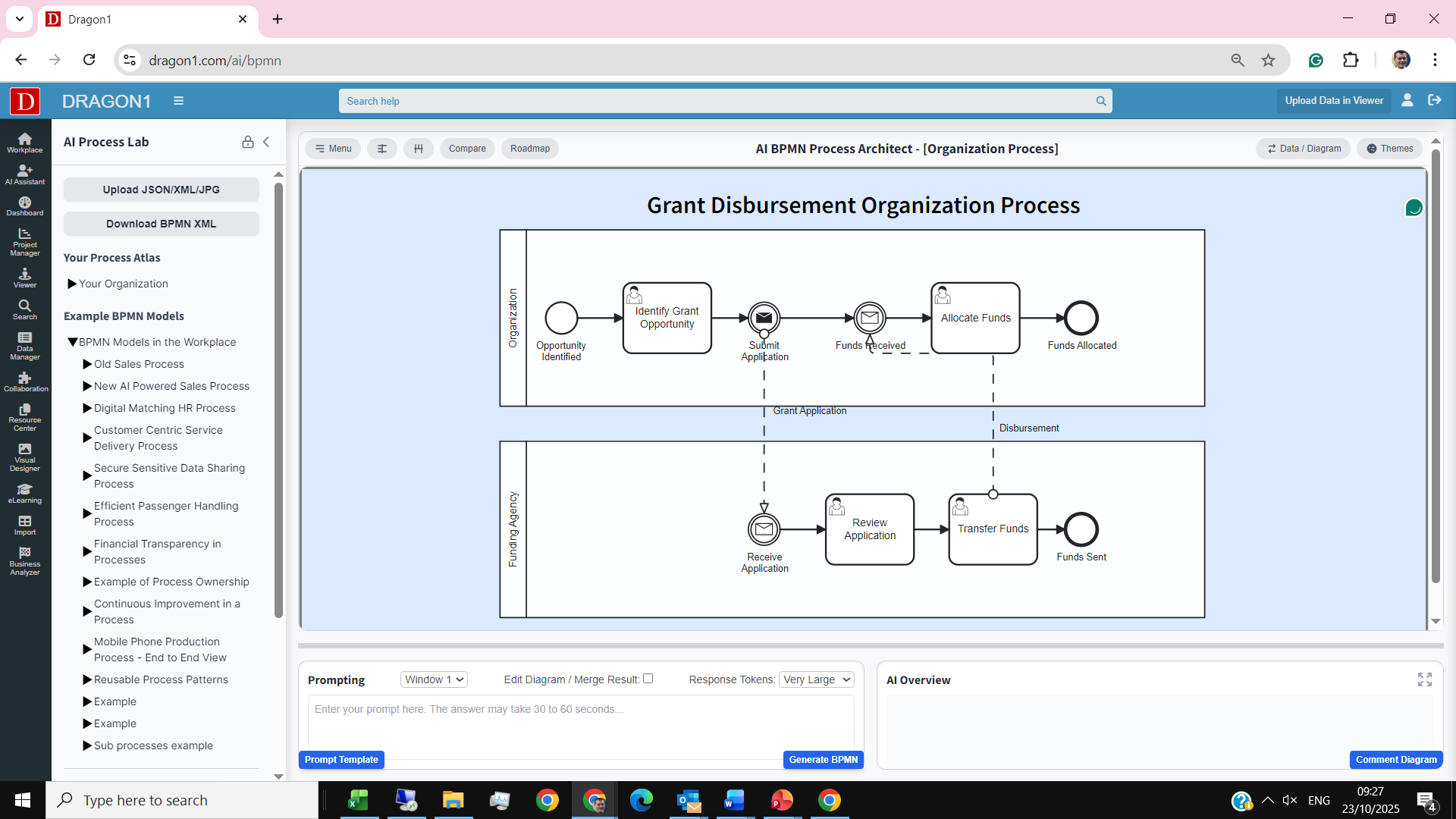 AI BPMN Grant Disbursement Process | Dragon1 AI