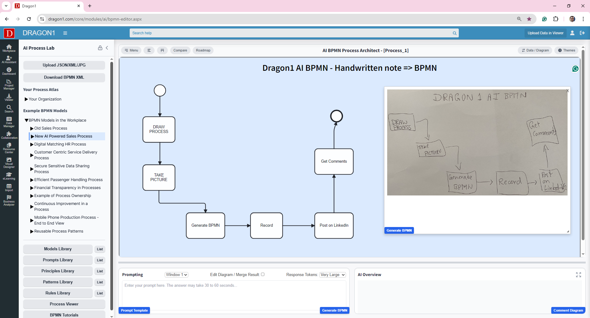 Handwritten note to BPMN Diagram | Dragon1 AI