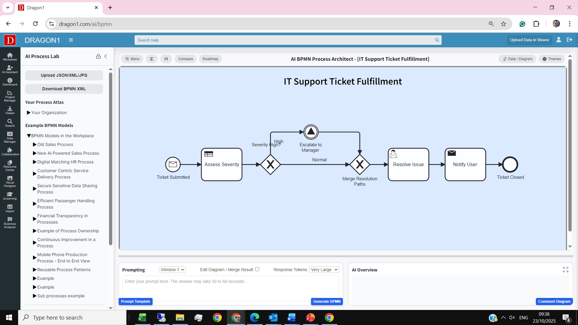 AI BPMN IT Support Ticket Fulfillment Process | Dragon1 AI