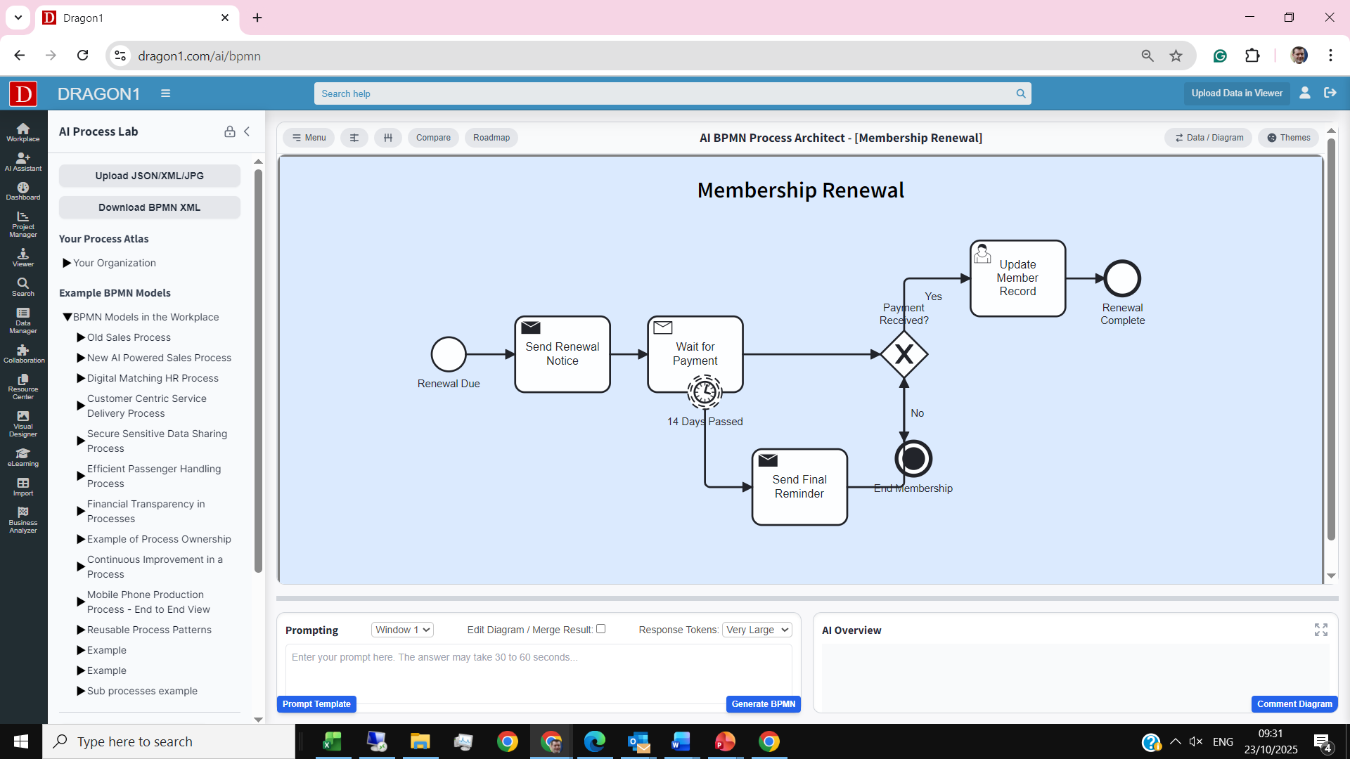 AI BPMN Membership Renewal Management Process | Dragon1 AI