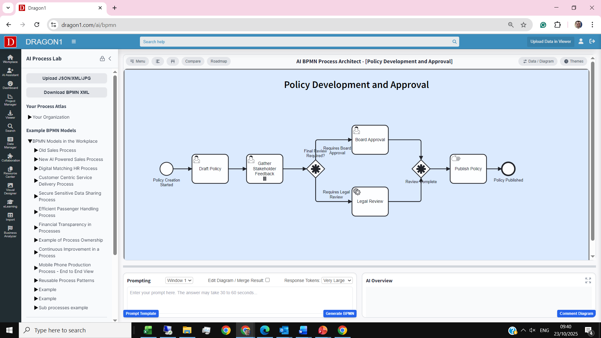 AI BPMN Policy Development Approval Process | Dragon1 AI