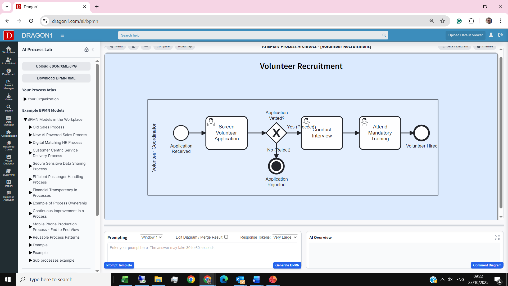 AI BPMN Volunteer Recruitment Process | Dragon1 AI