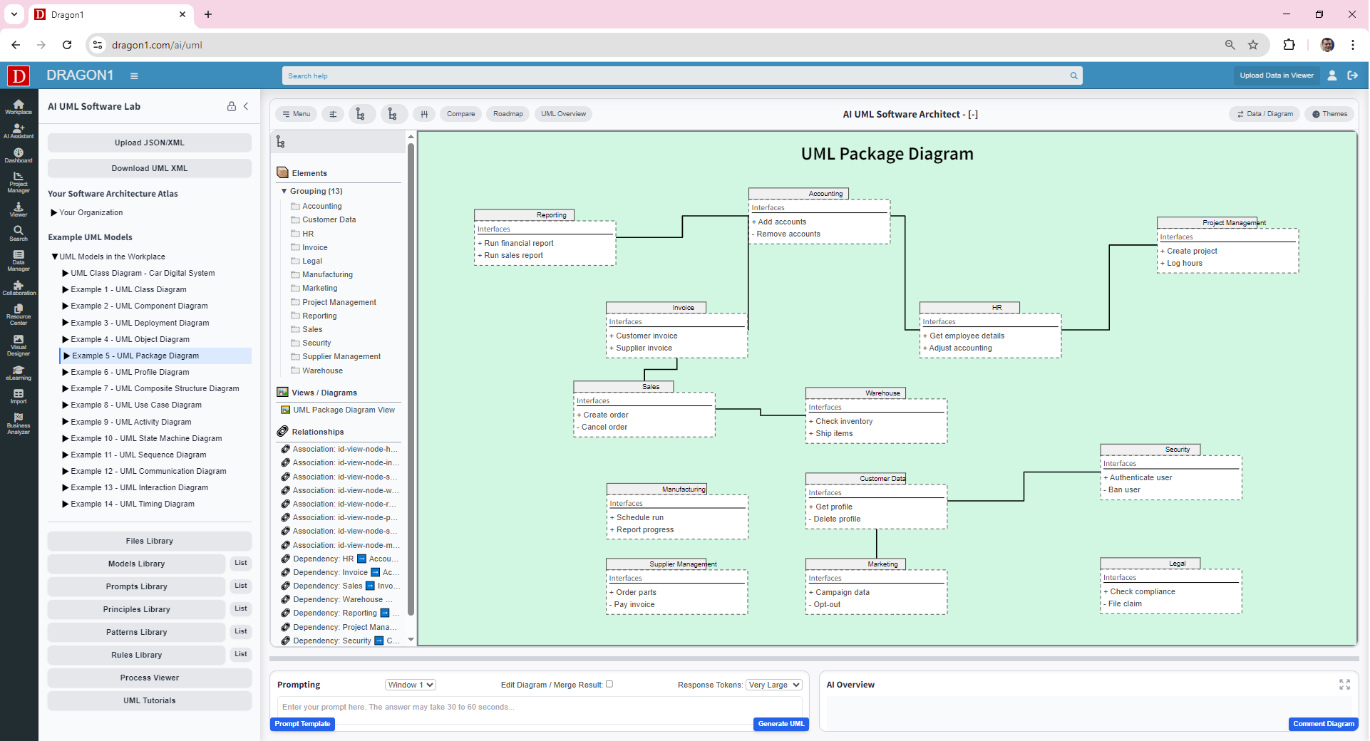 AI UML Package Diagram | Dragon1 AI